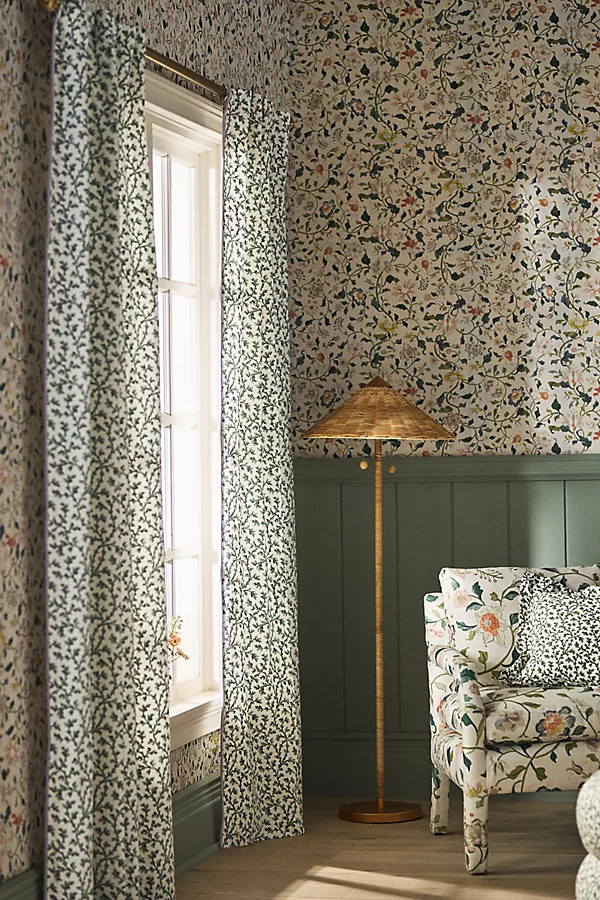 Irina Cotton Floral Printed Curtain | Anthropologie (US)