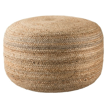 29"" Natural Beige Solid Cylinder Jute Pouf Ottoman | Walmart (US)
