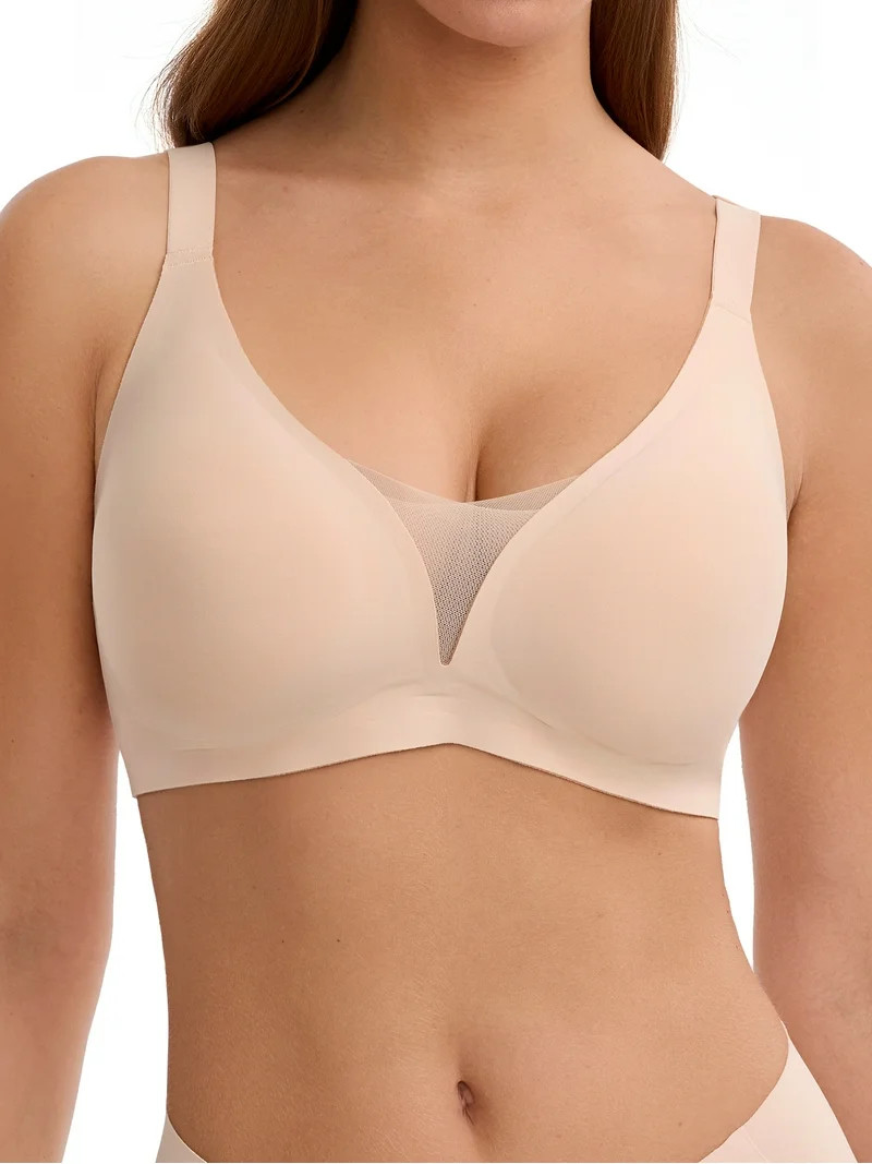 LUCKMEEY Deep V Seamless Bras for Women Cross-Back Straps Full Coverage Soft Wireless Bra | Walmart (US)