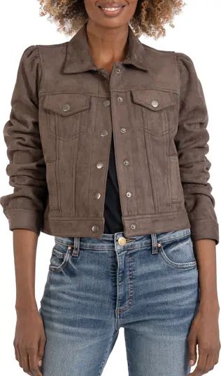 Chantria Puff Shoulder Faux Suede Jacket | Nordstrom