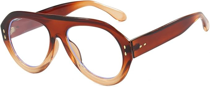 Aviator Reading Glasses for Women Men, Stylish Eyeglasses Frame with Spring Hinge, Blue Light Blo... | Amazon (US)