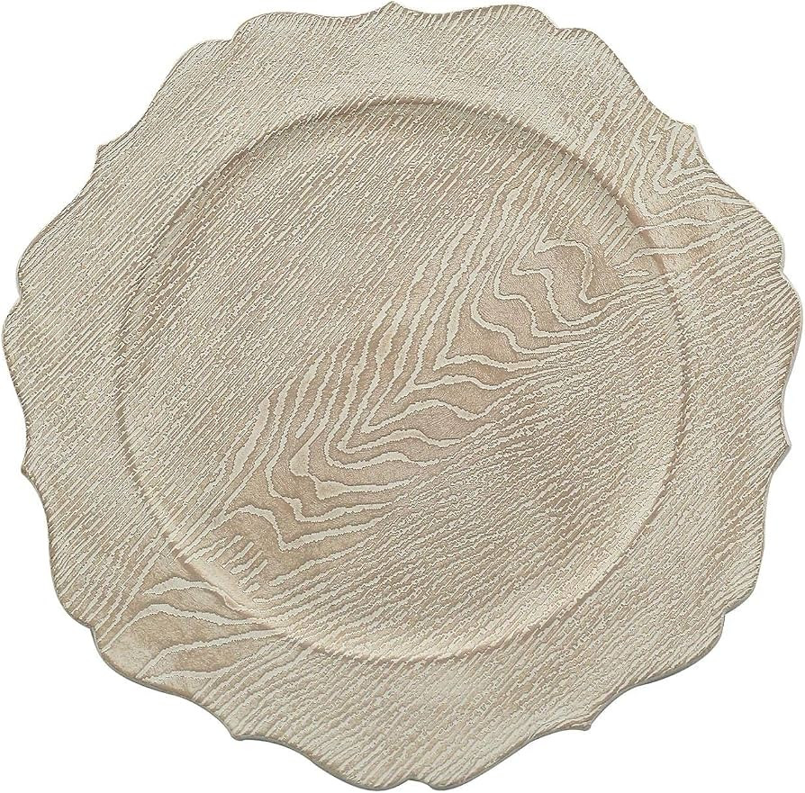 Balsa Circle Rustic White 13 in Wooden Round Acrylic Charger Plates | 13-Inch Scalloped Trim Dinn... | Amazon (US)