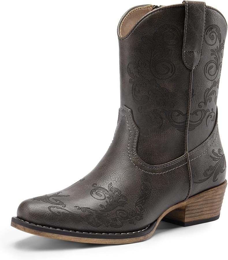 DREAM PAIRS Women's Cowboy Cowgirl Western Ankle Boots Low Chunky Heels Square Toe Fall Short Boo... | Amazon (US)