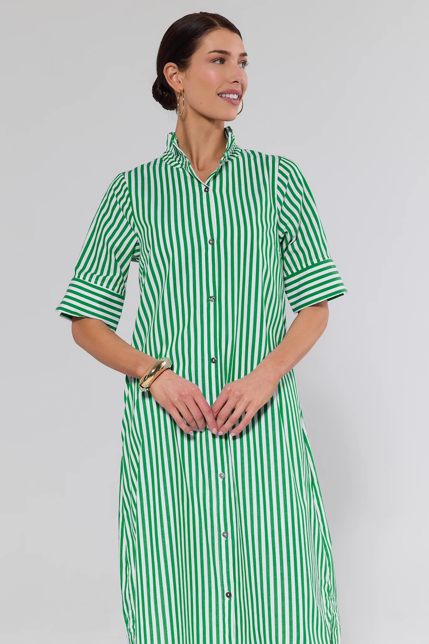Juniper Green Striped Midi Dress | Avara