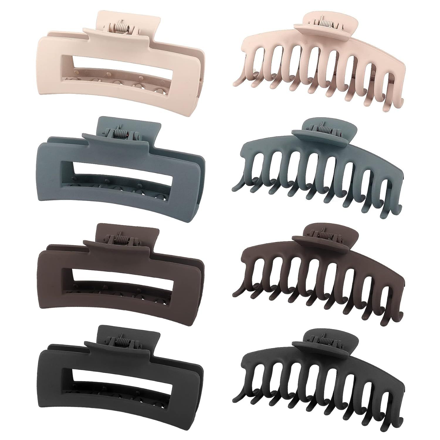 Beauty.H.C 8 Pcs Large Hair Clips for Women Girls, 2 Styles Nonslip Matte Claw Thick & Thin Neutr... | Amazon (US)