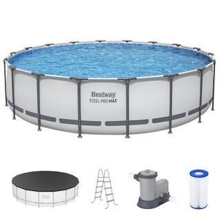 Steel Pro MAX 18 ft. Round 48 in. Deep Above Ground Pool Set | The Home Depot