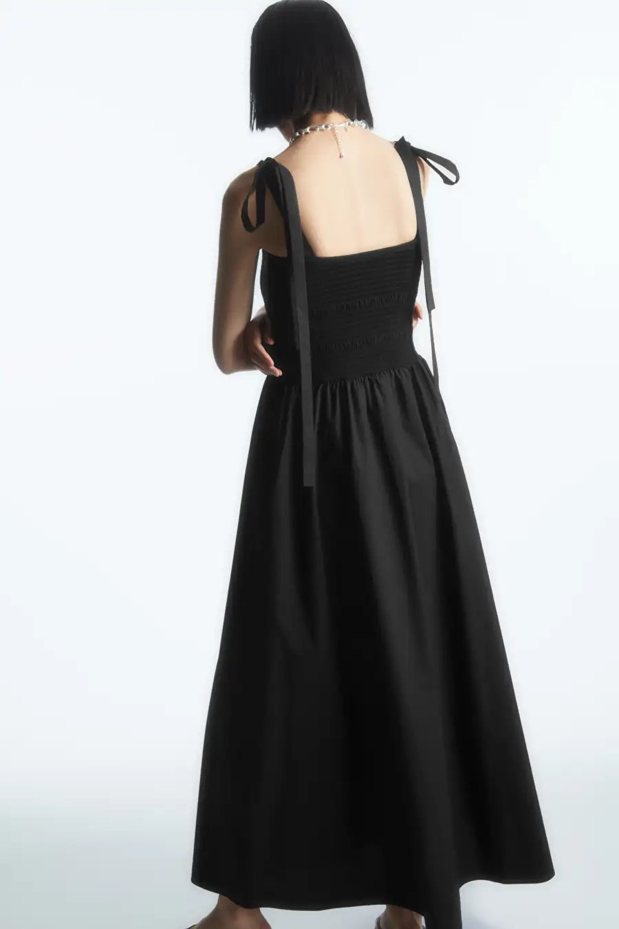 TIE-DETAIL SMOCKED MIDI DRESS | COS (US)