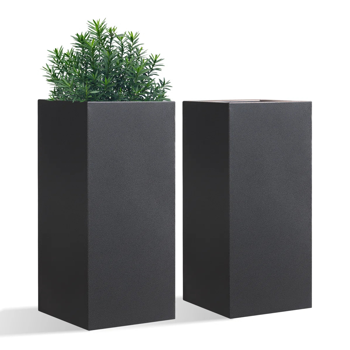 Dorina Acacia Metal Square Planter Boxes (Set of 2) (Set of 2) | Wayfair North America