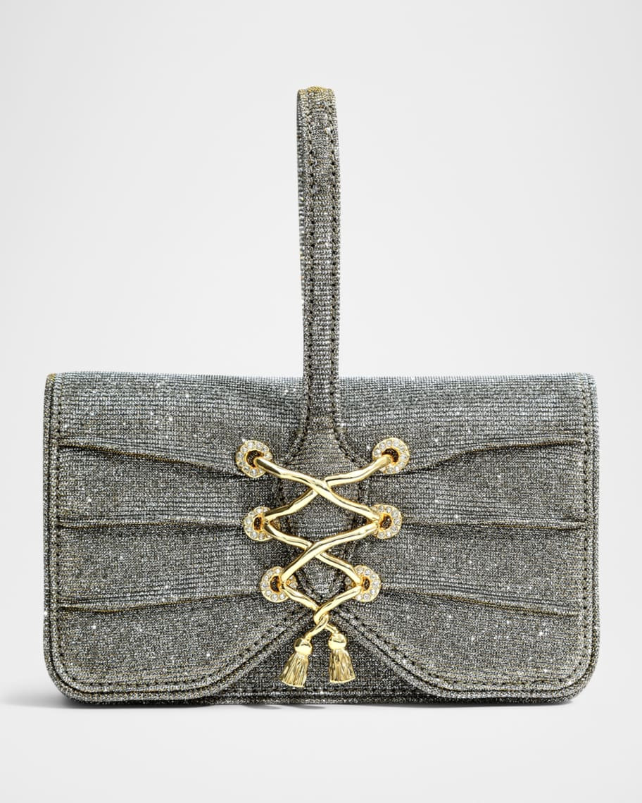 Alexis Bittar Lace-Up Glitter Wristlet | Neiman Marcus