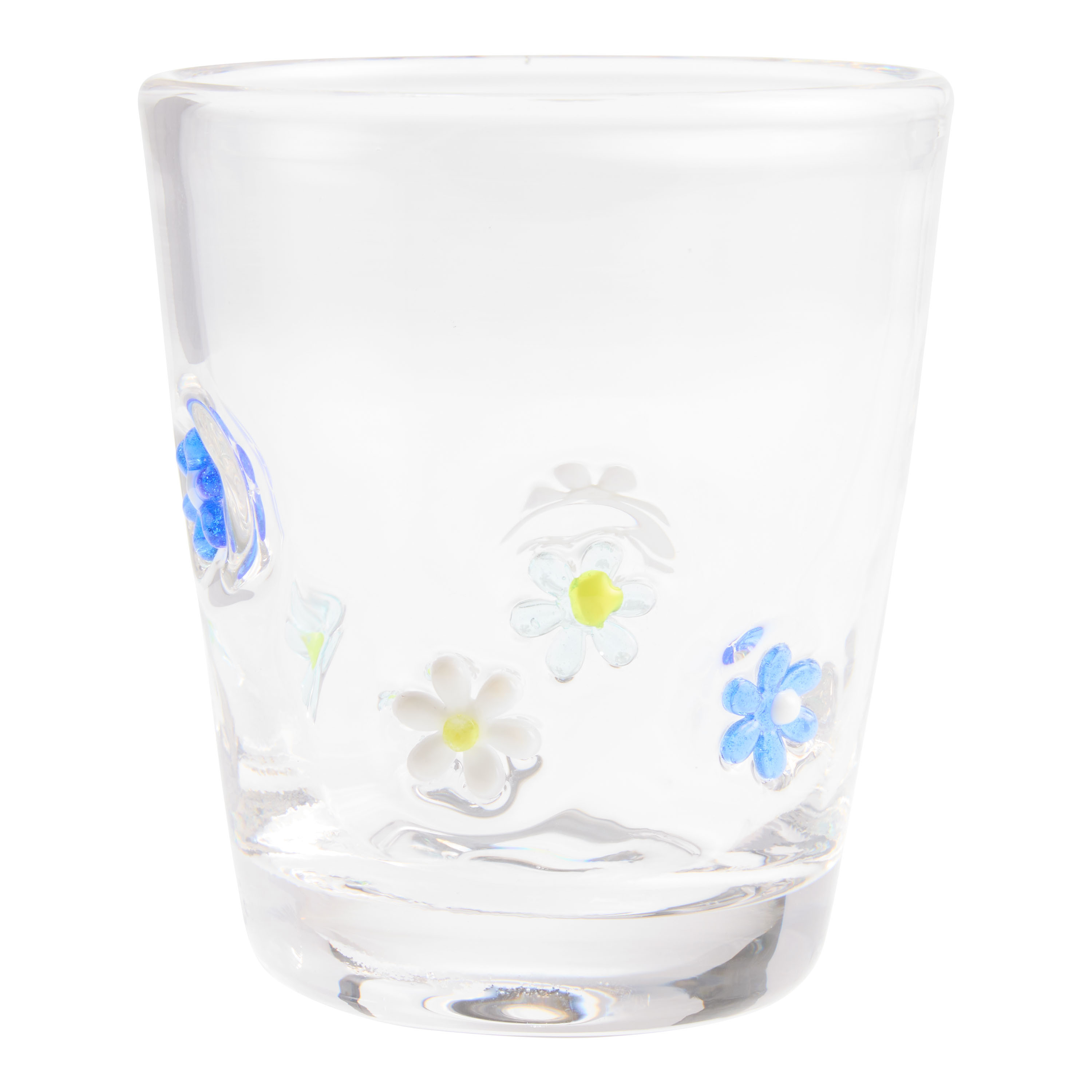 Charm Blue Daisy Inlay Tapered Double Old Fashioned Glass | World Market