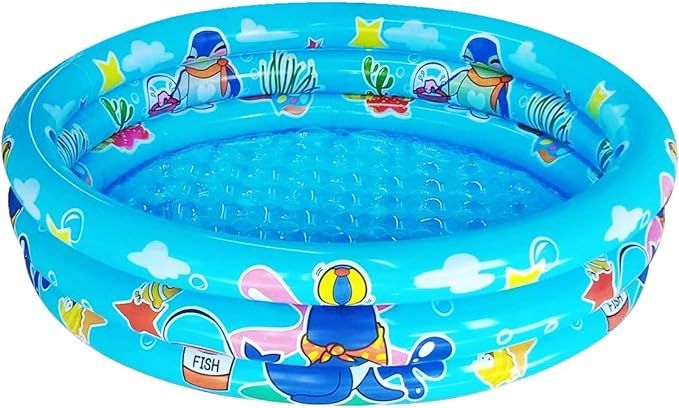 Big Summer 3 Rings Kiddie Pool for Toddler, 48”X12”，Kids Swimming Pool, Inflatable Baby Bal... | Amazon (US)