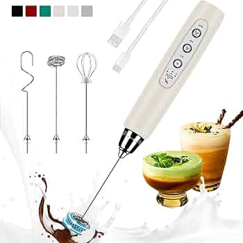 Milk Frother Handheld Rechargeable, Frother Wand Drink Mixer Electric Whisk for Coffee, Detachabl... | Amazon (US)