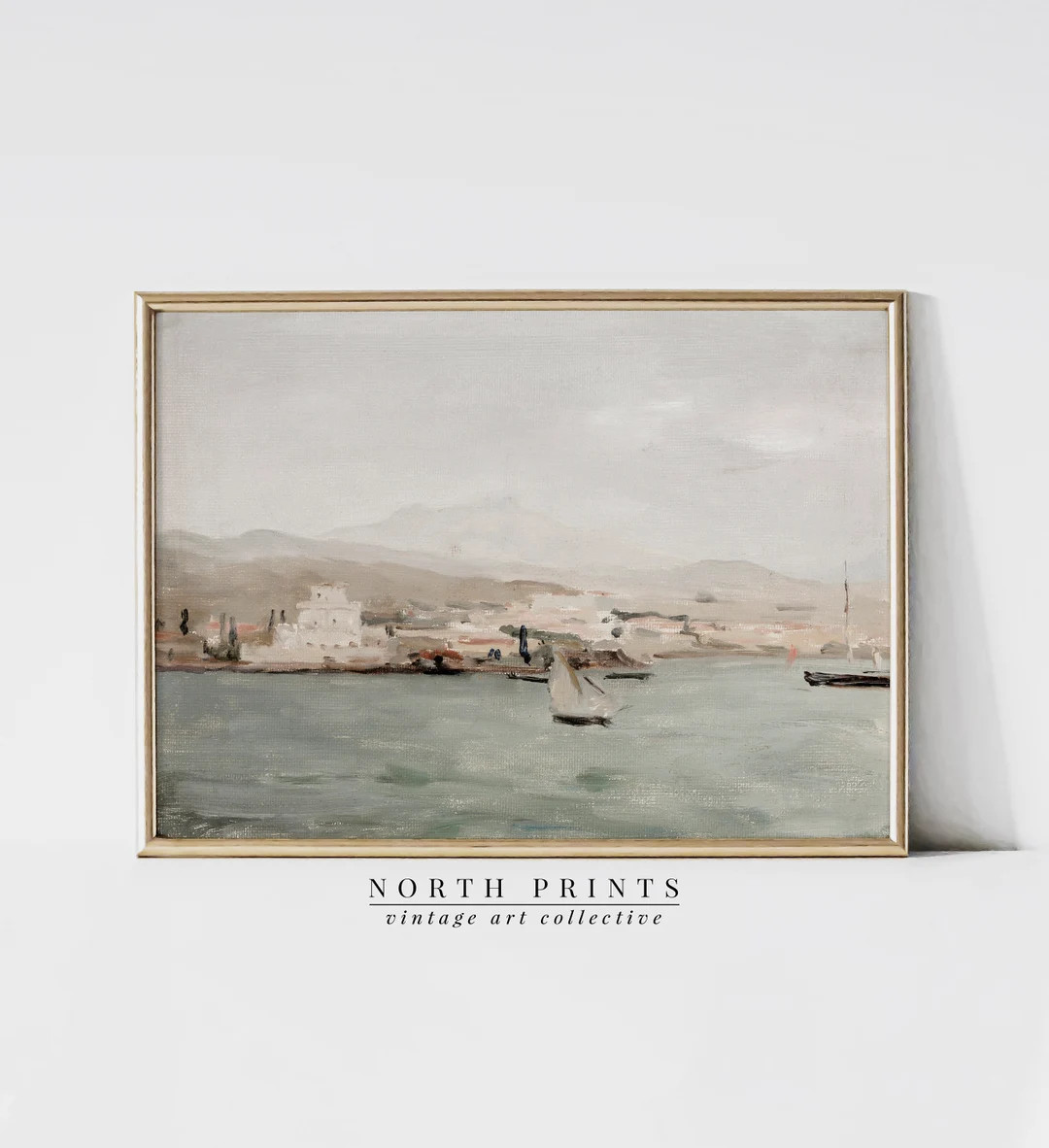 Mediterranean Coastal Painting | Vintage Muted Wall Art | Digital PRINTABLE Downloadable | 4-192 | Etsy (US)