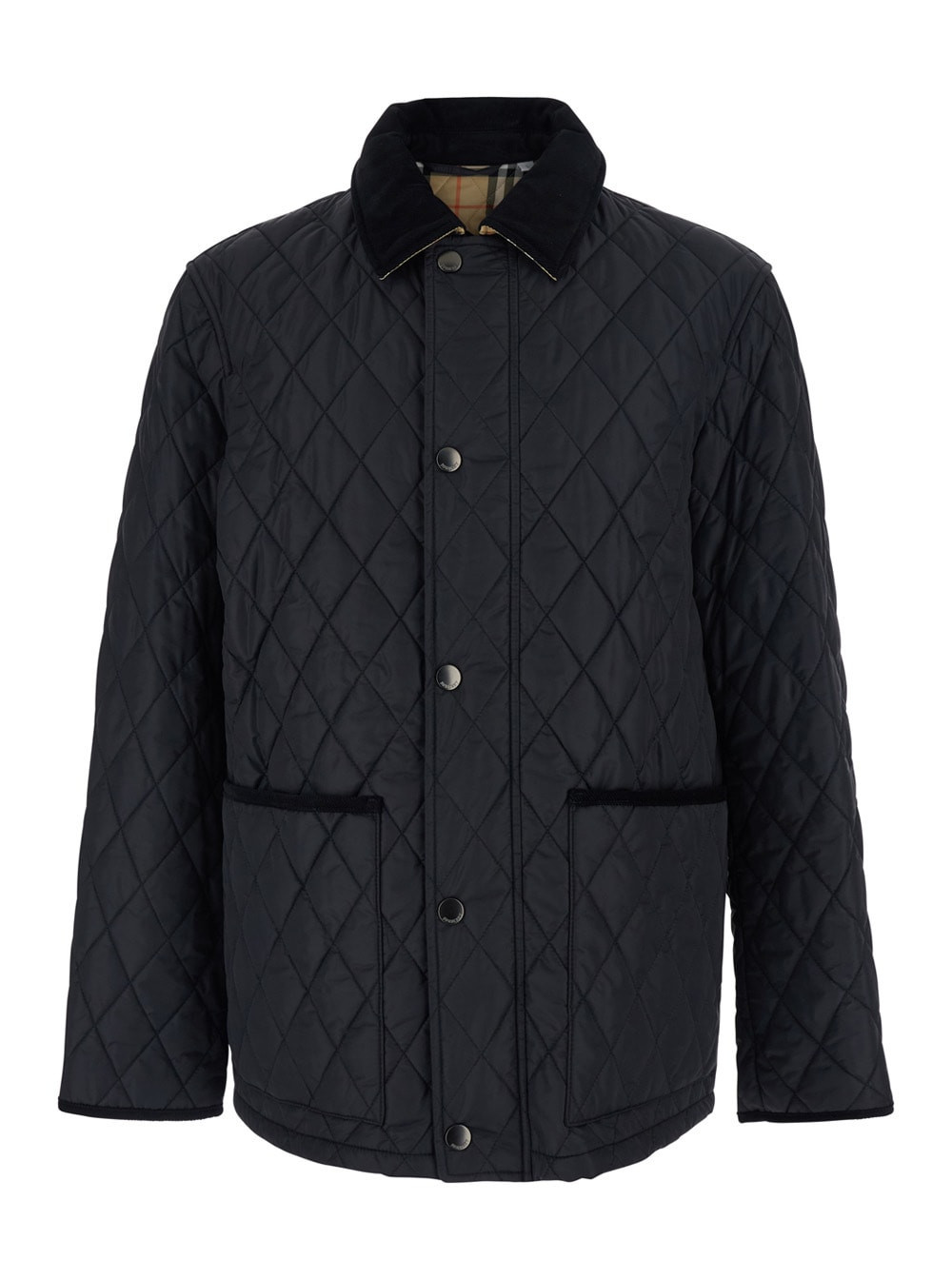 Burberry Black Jacket With Classic Collar And Quilted Design In Tech Fabric Man | Italist.com US