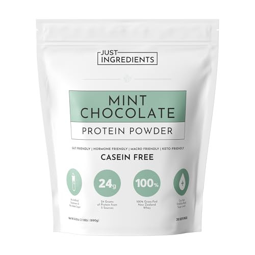 JUST INGREDIENTS Mint Chocolate Protein Powder – 30 Serving Bag – Grass-Fed Whey & Plant Protein Blend with Real Cocoa & Peppermint –Sweetened, Non-GMO, Gluten-Free, No Artificial Flavors | Amazon (US)
