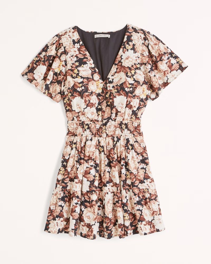 Smocked Waist Tiered Mini Dress | Abercrombie & Fitch (US)