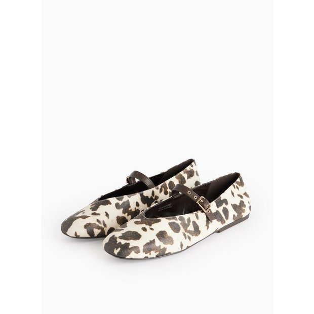 Cow Printed Faux Leather Ballerina Shoes 8 | Tu Clothing