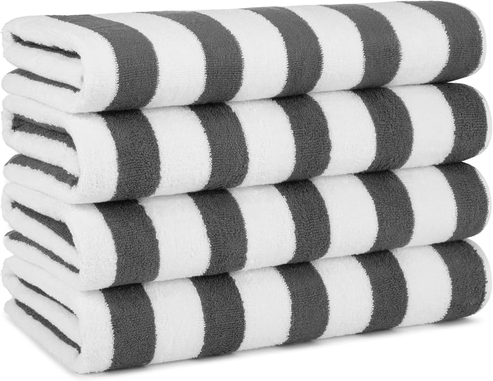 Arkwright Cali Cabana Stripe Beach Towel - Pack of 4 - Soft 100% Cotton Lightweight Quick Dry Ter... | Amazon (US)
