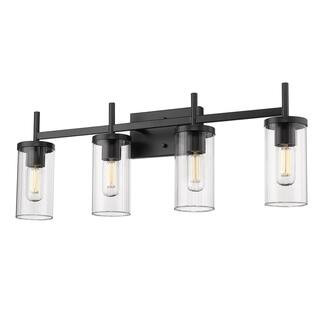 Golden Lighting Winslett 8 in. 4-Light Matte Black Vanity Light-7011-BA4 BLK-CLR - The Home Depot | The Home Depot
