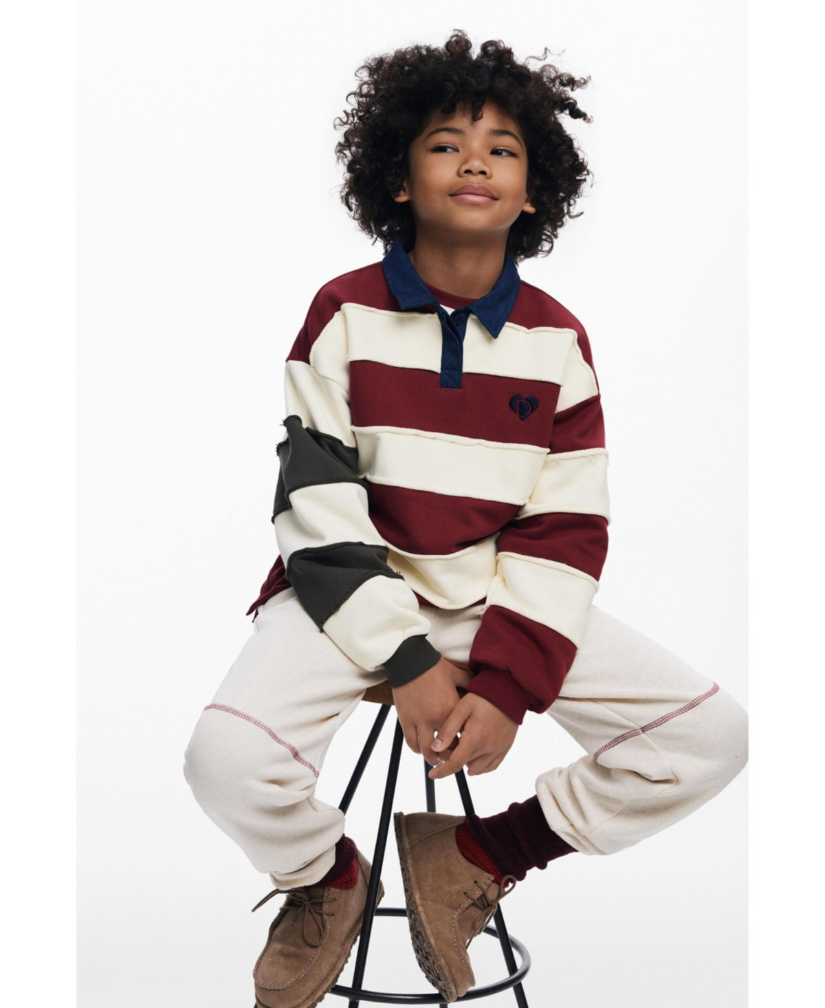 Desigual Boys's Long Sleeve Striped Polo - Off white | Macy's