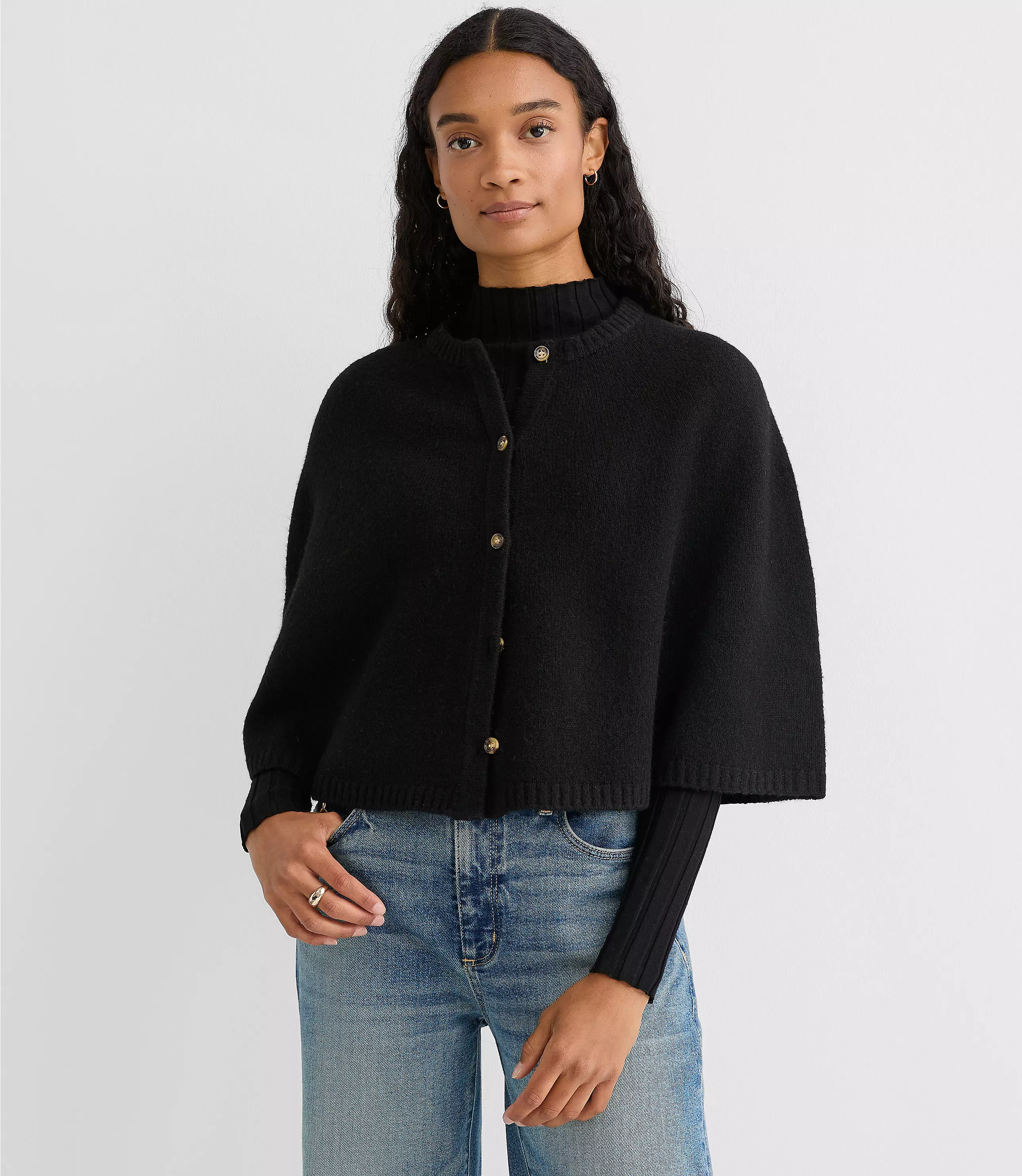 Button Cape Sweater | LOFT