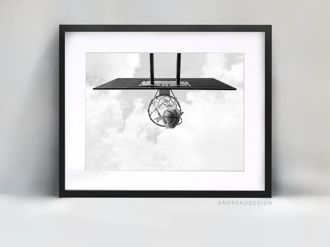 Basketball Net and Ball Print, Black and White Printable Art, Teen Boys Wall Art, Teenage Boy Roo... | Etsy (US)