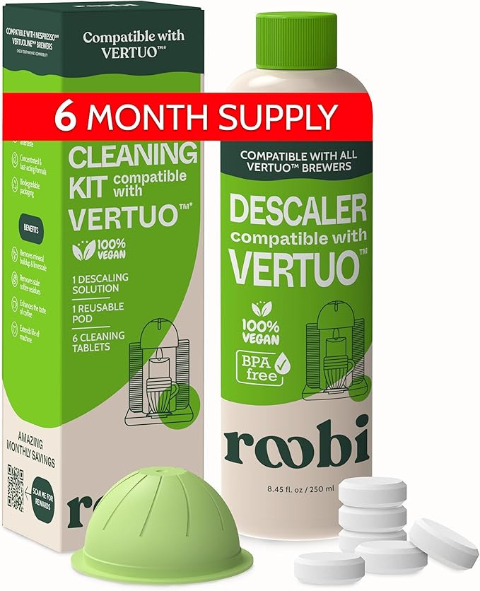 Nespresso Compatible Vertuo Cleaning & Descaling Kit. Includes 1 Bottle of Descaling Solution, 6 ... | Amazon (US)