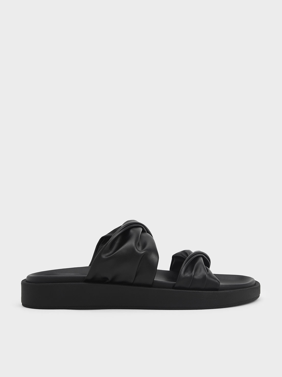 Black Twist Strap Padded Slide Sandals | CHARLES & KEITH | Charles & Keith US