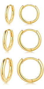 LIHELEI Silver Hoop Earrings for Women with Cubic Zirconia, 14K Gold Plated Cartilage Cuff Huggie... | Amazon (US)
