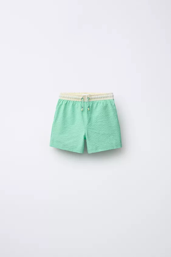 AGES 6-14 / SWIM BERMUDA SHORTS WITH LABEL | Zara UK