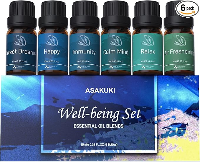 ASAKUKI Essential Oil Blends, Essential Oils Set for Diffusers for Home, Well-Being Kit- Calming,... | Amazon (US)