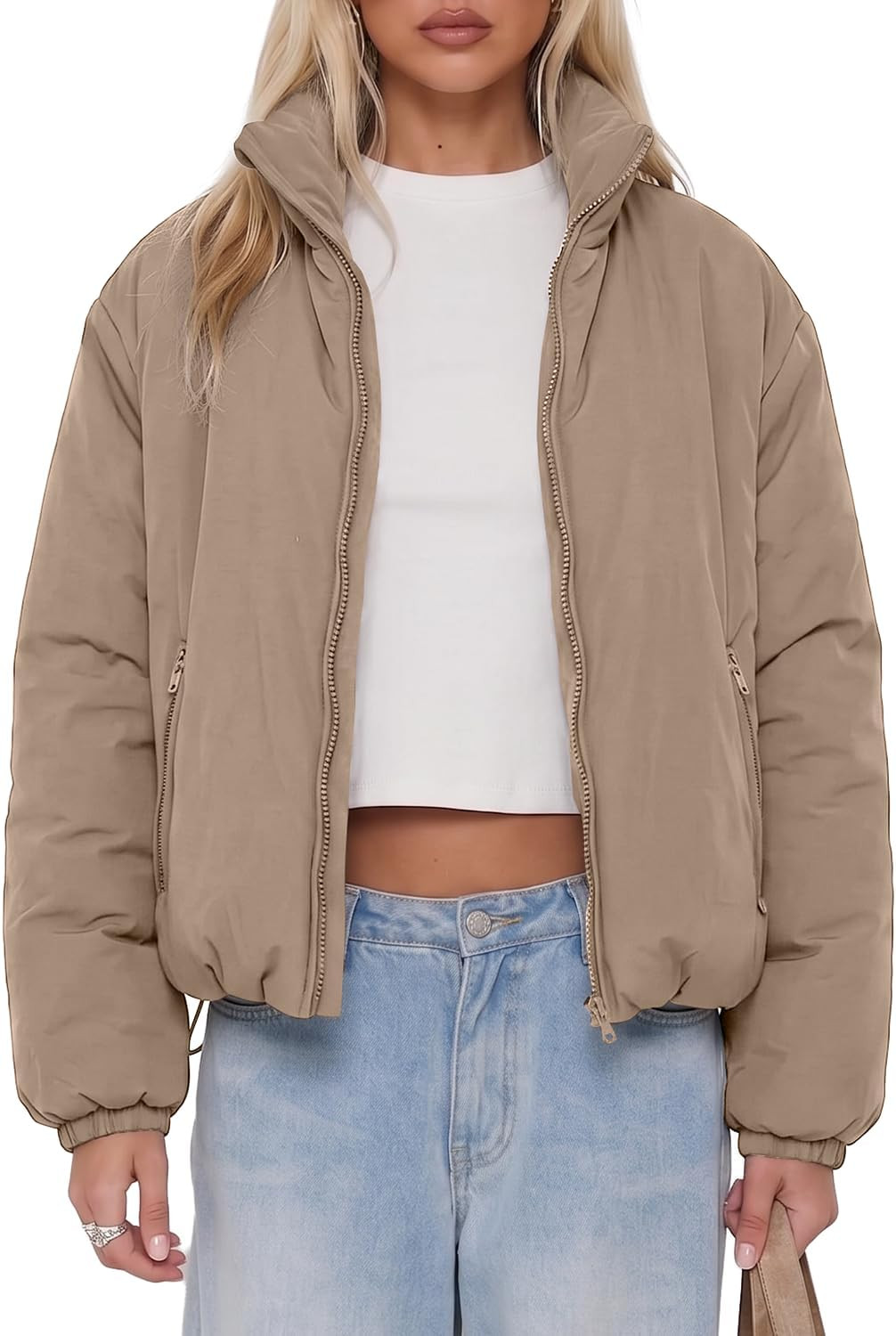 Darong Women's Quilted Bomber Jacket Lightweight Puffer Coat with Pockets | Amazon (US)
