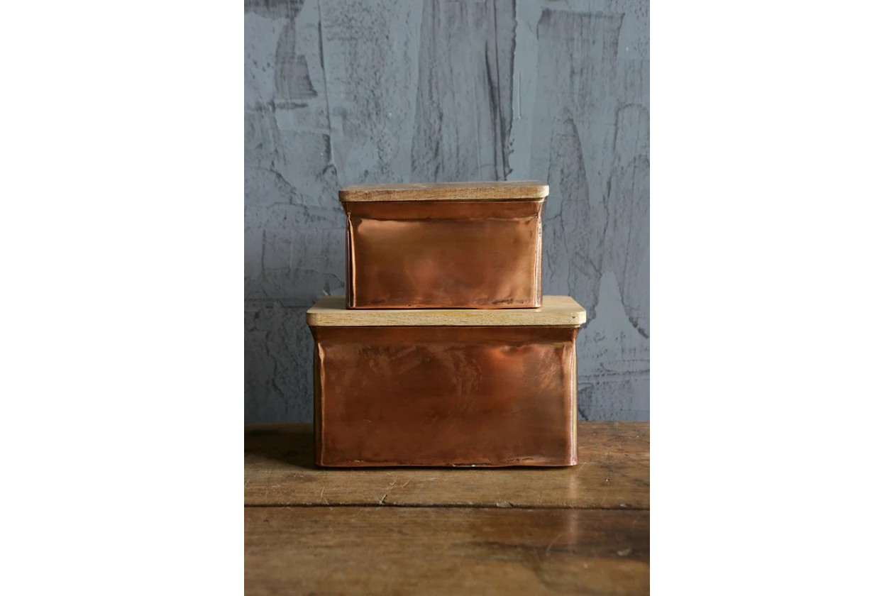 Iron Boxes With Wood Lids (set Of 2 Sizes) | Ashley Homestore