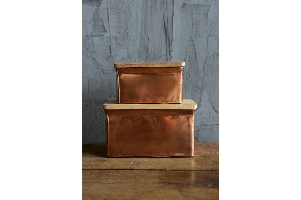 Iron Boxes With Wood Lids (set Of 2 Sizes) | Ashley Homestore