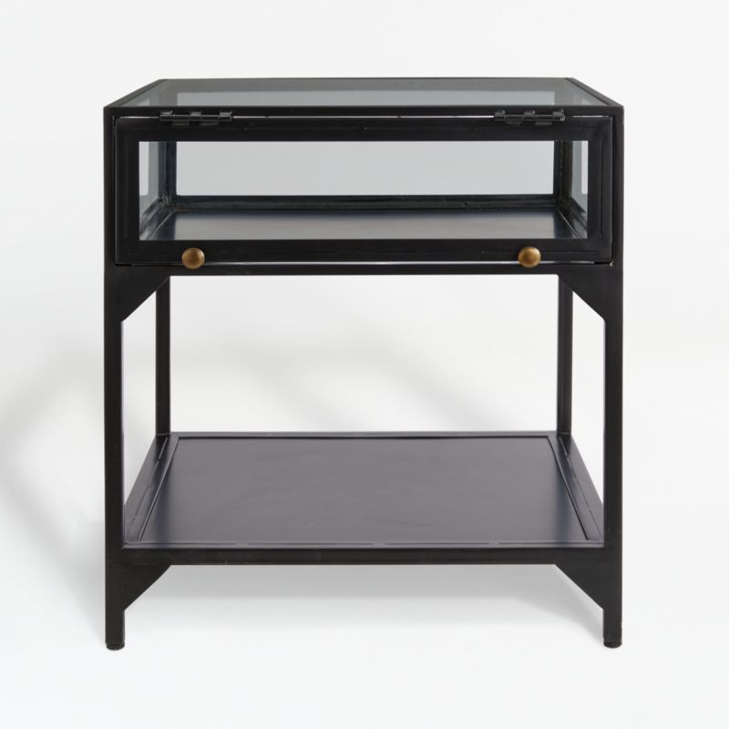 Ventana Black Glass Display End Table with Shelf + Reviews | Crate & Barrel | Crate & Barrel