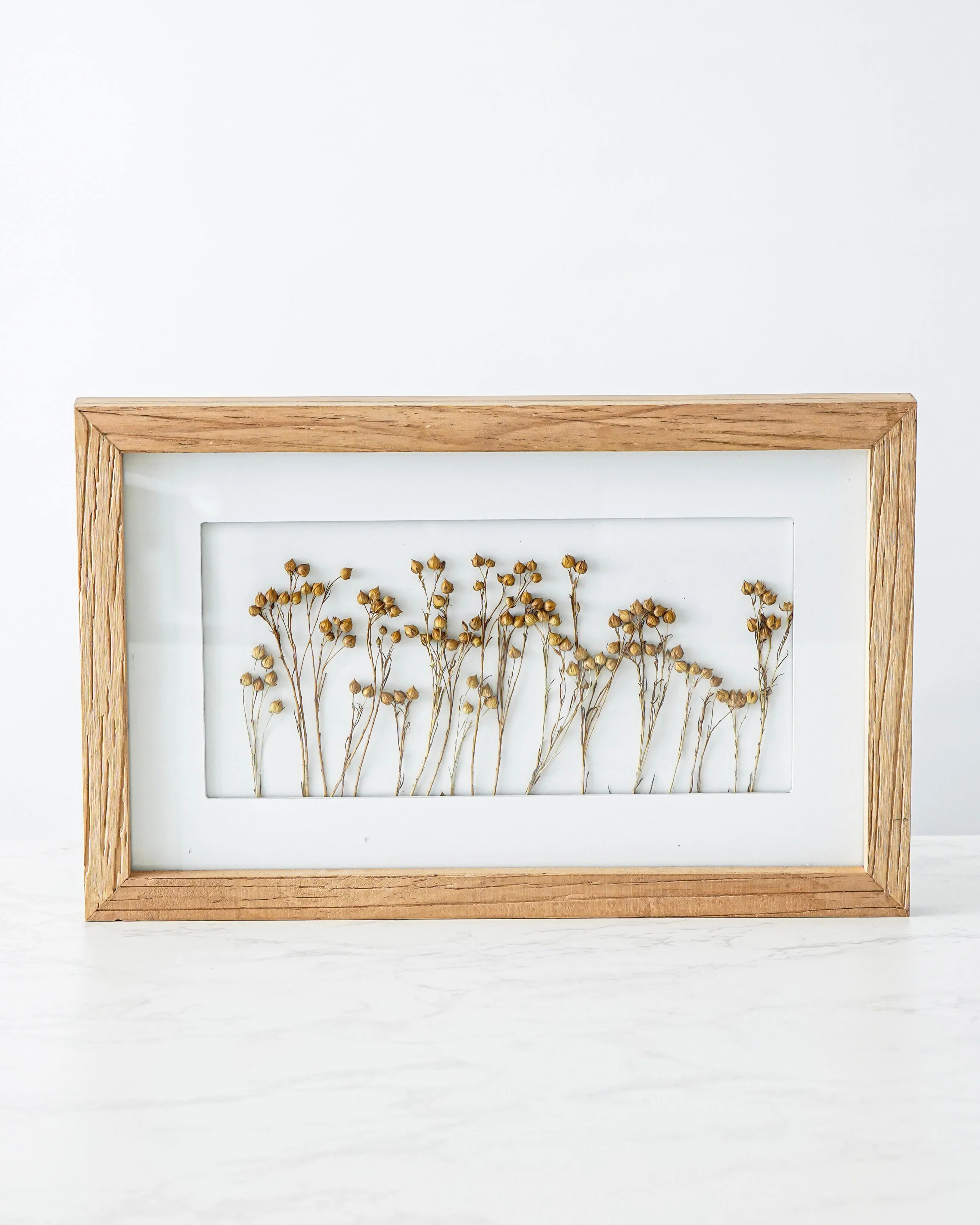 Wood Framed Dried Babies Breath Wall Decor | MJHome