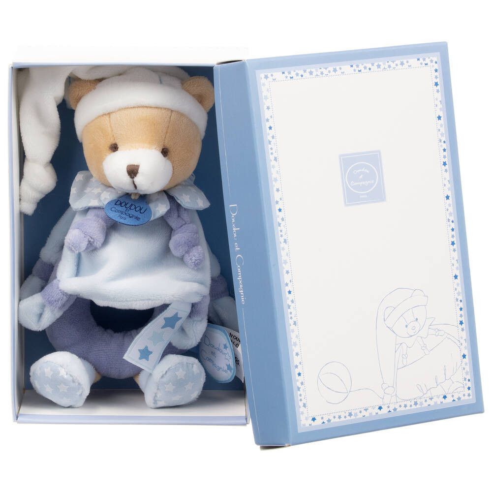 Blue Plush Teddy Rattle (21cm) | Childrensalon