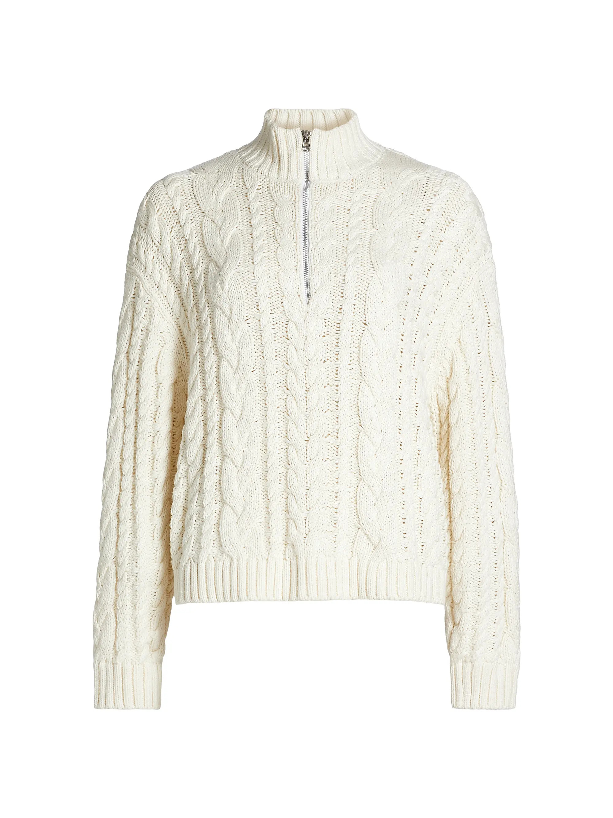 Cotton Cable-Knit Zip Sweater | Saks Fifth Avenue