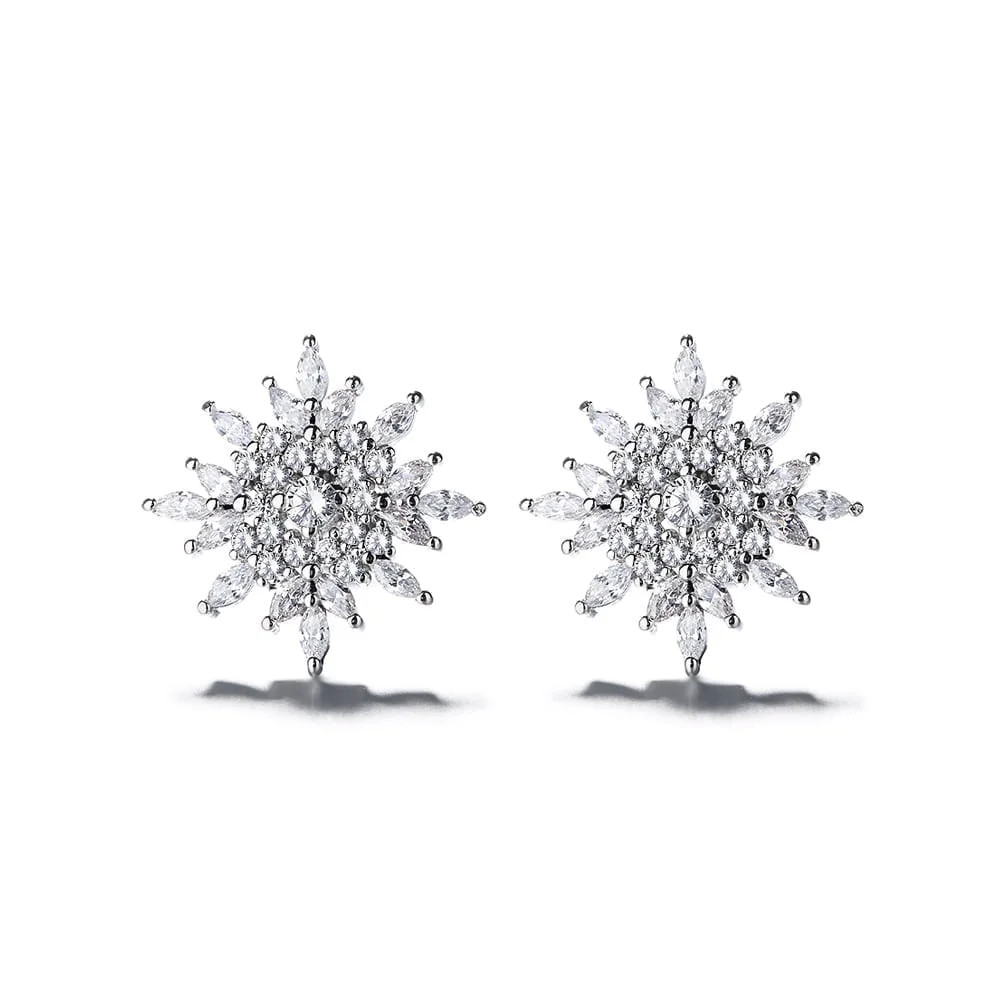 Sterling Silver Starburst Stud Earrings With Swarovski Crystals - Walmart.com | Walmart (US)