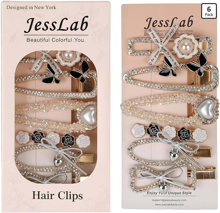 JessLab Metal Hair Clips for Women, 6 Pcs Hair Accessories with Dazzling Rhinestones, Sturdy All-... | Amazon (US)