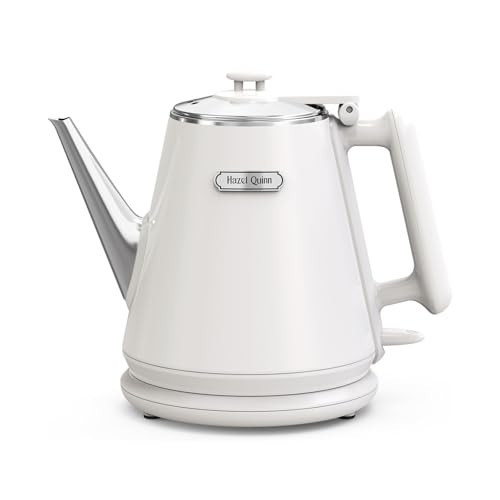 Hazel Quinn Electric Kettle - 1L/34oz Small Tea Kettle, 800W Fast Boil, All 304 Stainless Steel Interior, Double Wall for Cool Touch and Thermal, Auto Shut-Off, BPA-Free, Cordless - Pearl White | Amazon (US)