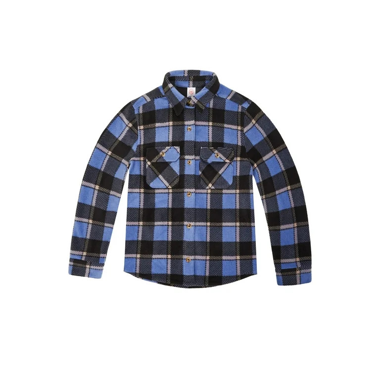 Wonder Nation Boys Long Sleeve Fleece Button Up Shirt, Sizes 4-18 & Husky | Walmart (US)