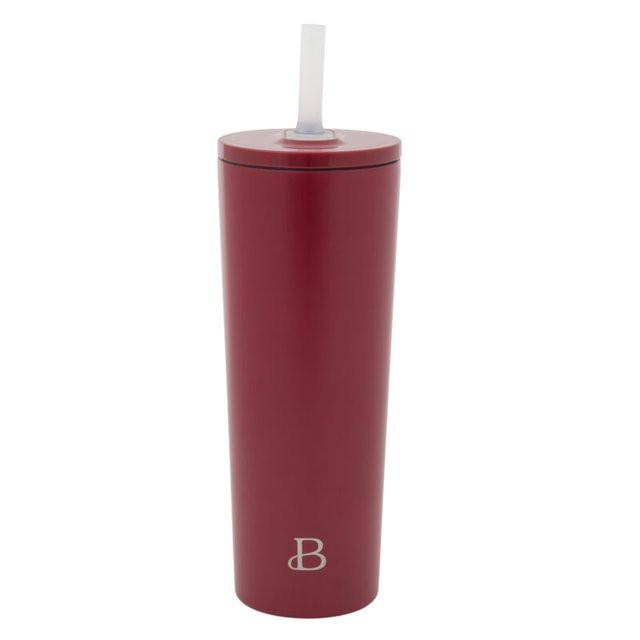 Beautiful 24oz No Drippy Sippy Stainless Steel Tumbler With Straw, Merlot | Walmart (US)