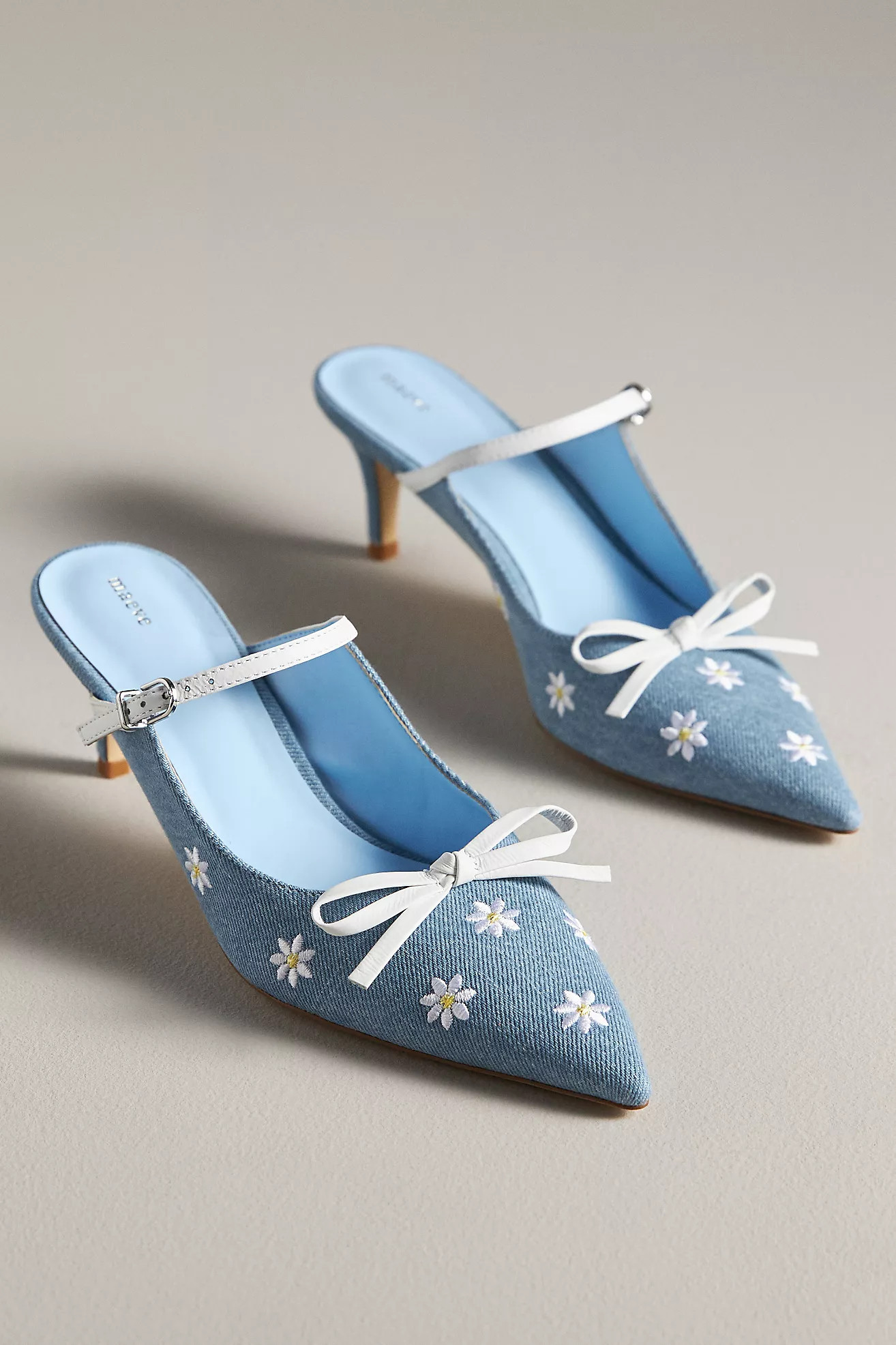 Maeve Bow Kitten-Heel Mules | Anthropologie (US)