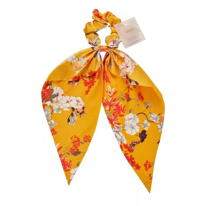 scunci Collection Scarf Satin Scrunchie - Yellow Floral | Target