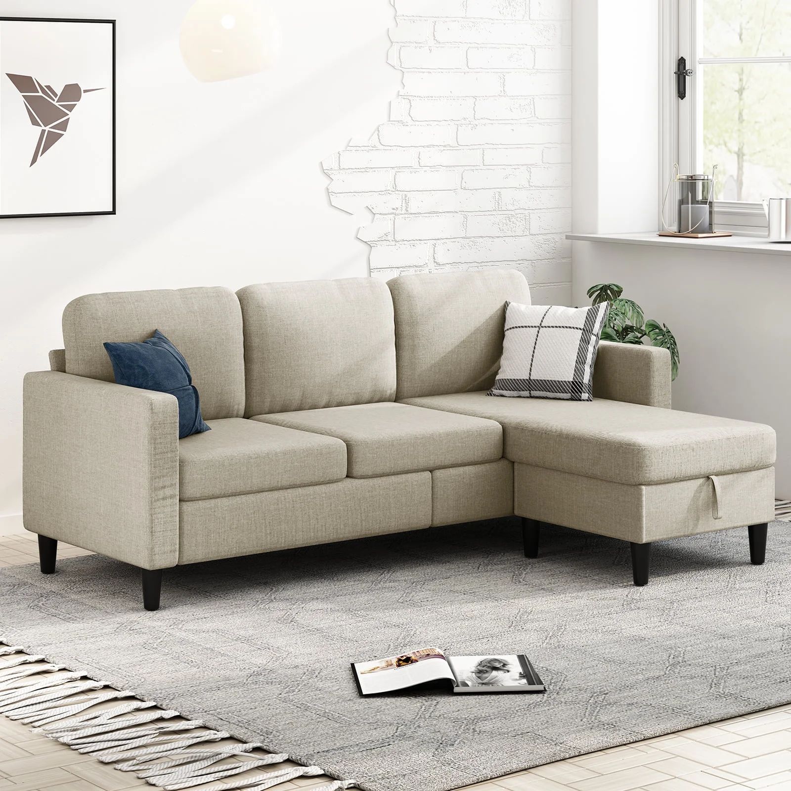 MUZZ Sectional Sofa with Movable Ottoman, Free Combination Sectional Couch, Small L-Shaped Sectio... | Walmart (US)