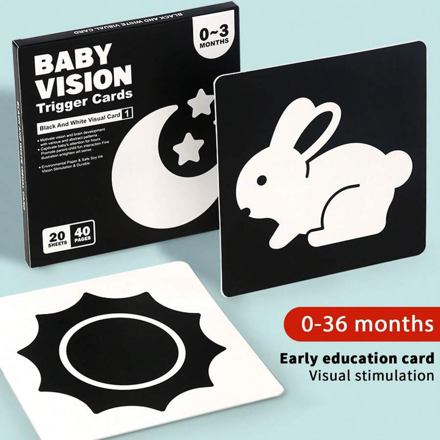 1 Set High-Contrast Baby Early Education Cards For Visual Stimulation, Double-Sided Black And Whi... | SHEIN