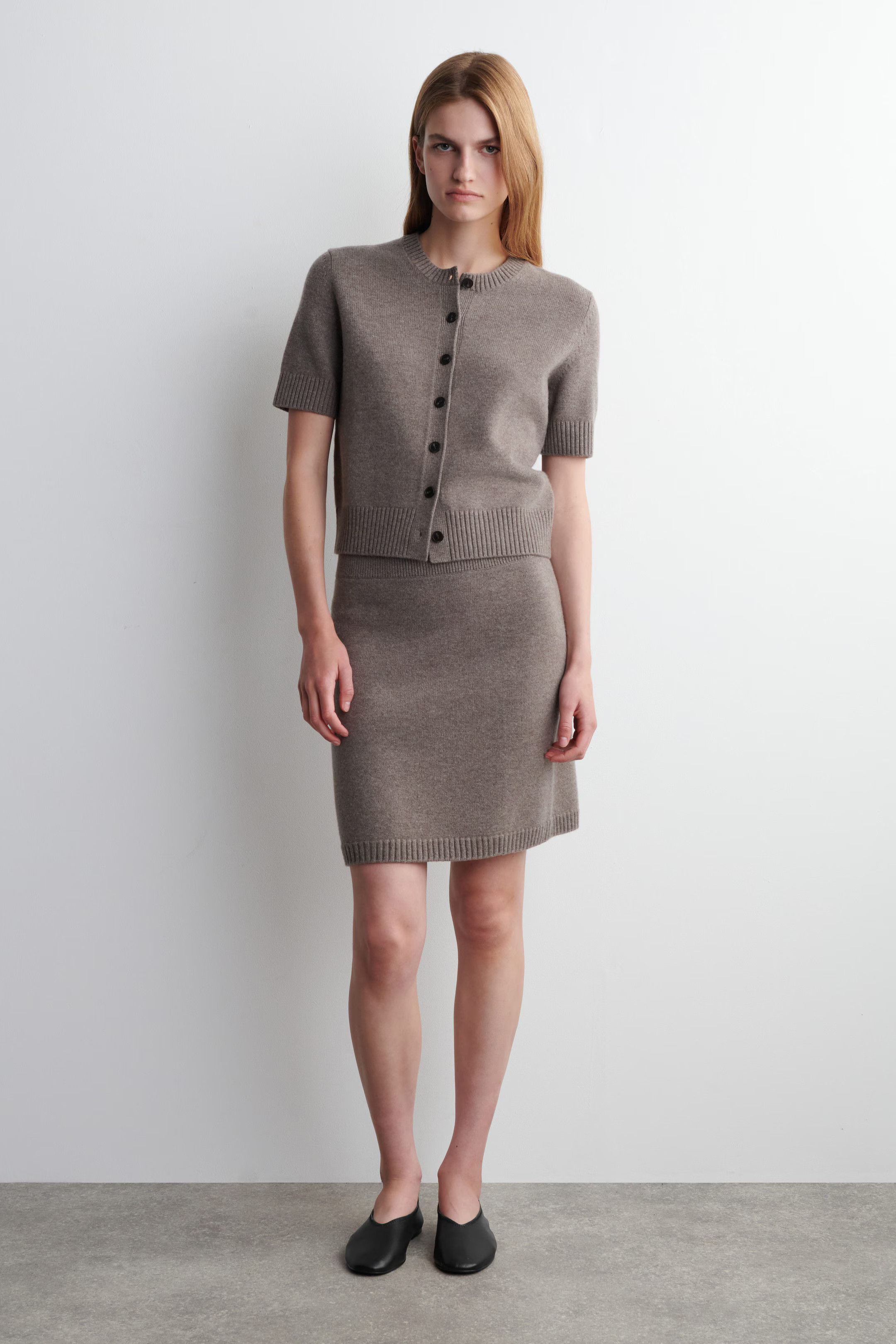 MERINO WOOL SHORT-SLEEVED CARDIGAN - MOLE | COS | COS UK