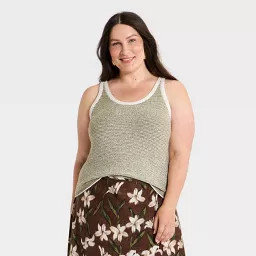 Women's Striped Tank Top - A New Day\u2122 Cream 1X | Target