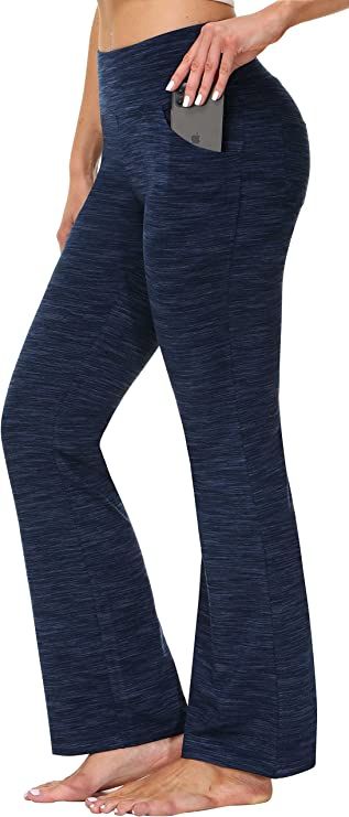 Amazon.com: IUGA Bootcut Yoga Pants with Pockets for Women High Waist Workout Bootleg Pants Tummy... | Amazon (US)